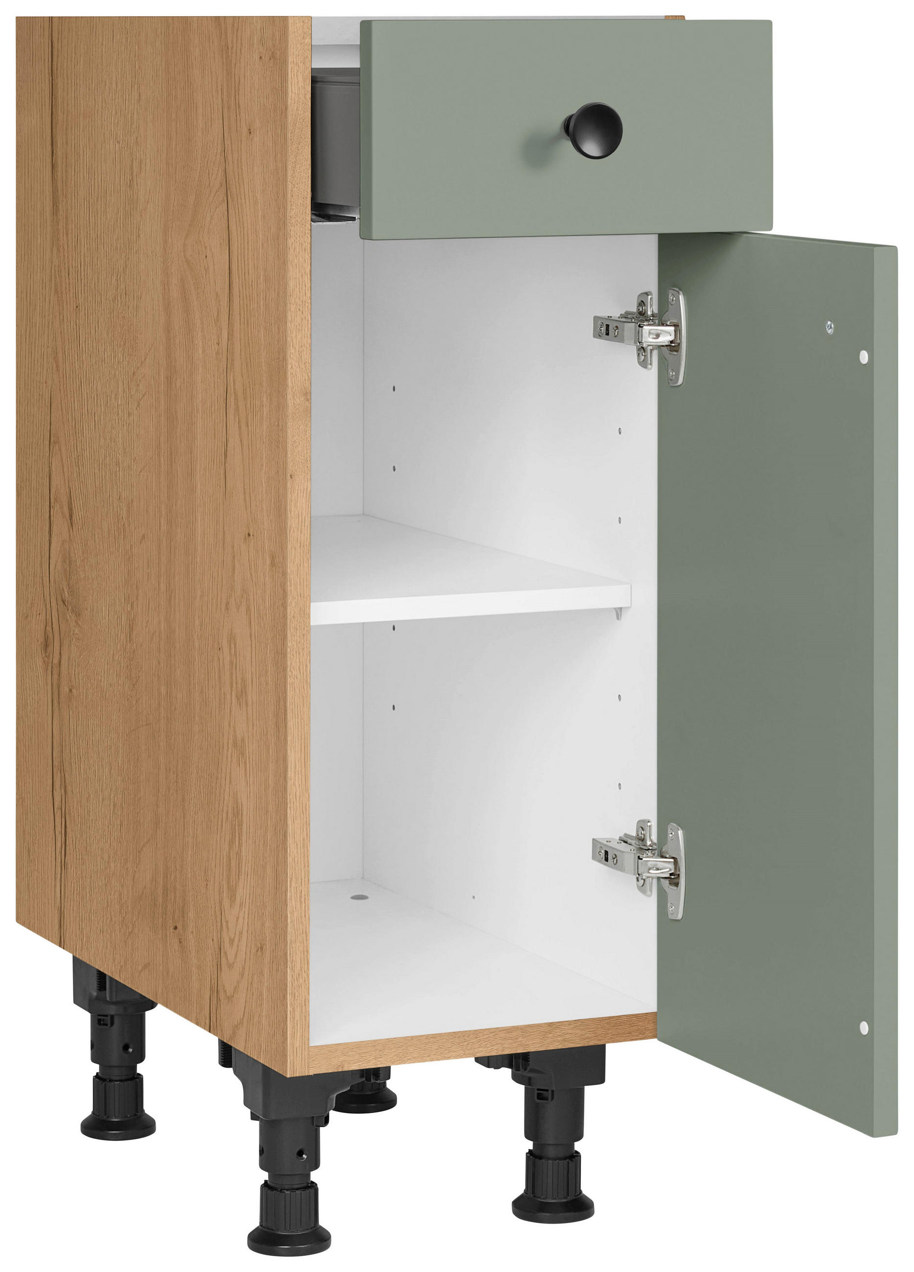 SCHUBKASTENUNTERSCHRANK 30/87/56 cm in Grün, Eichefarben - Eichefarben/Schwarz, MODERN, Holzwerkstoff/Metall (30/87/56cm) - Nobilia