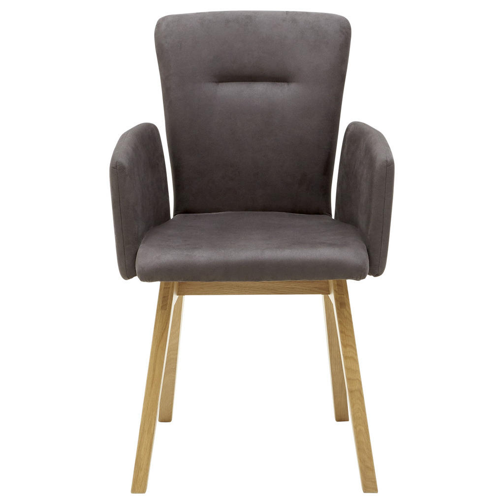 Thumbnail - Dieter Knoll Armlehnstuhl, Anthrazit, Eiche, Holz, Textil, Wildeiche, massiv, Uni, eckig, 57x91x66 cm, Esszimmer, Stühle...