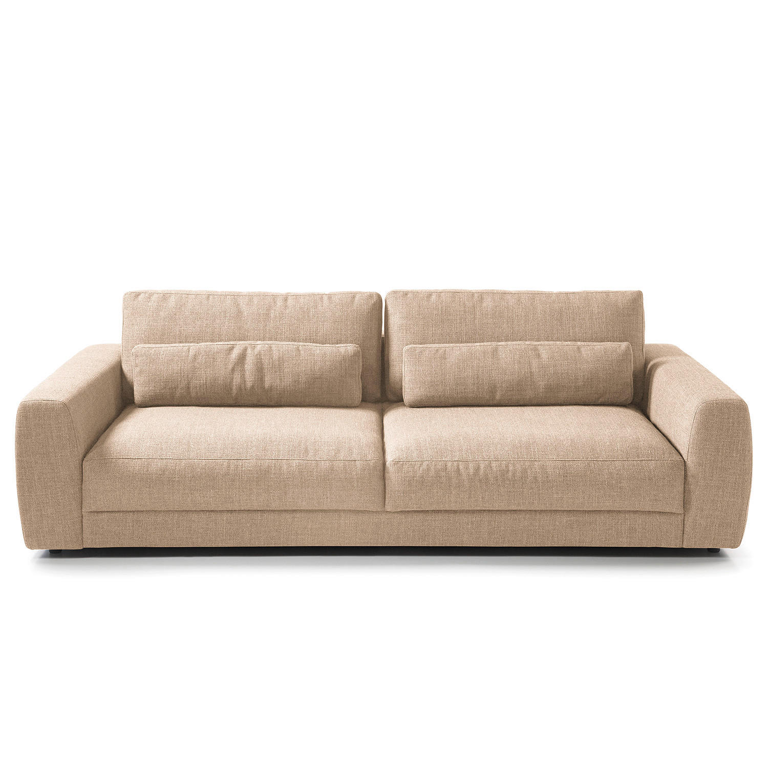 3-SITZER-SOFA Webstoff Beige  - Beige/Schwarz, Design, Kunststoff/Textil (250/80/117cm) - home24