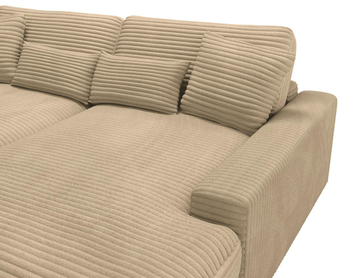 BIGSOFA in Cord Beige  - Beige/Schwarz, MODERN, Kunststoff/Textil (230/85/190cm) - Carryhome