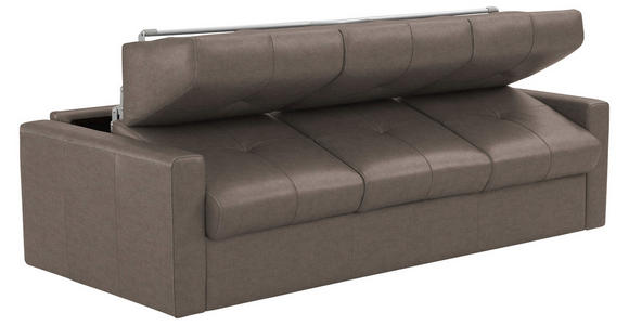 SCHLAFSOFA Bard in Echtleder Taupe  - Taupe/Schwarz, KONVENTIONELL, Leder/Kunststoff (206/81/96cm) - Novel