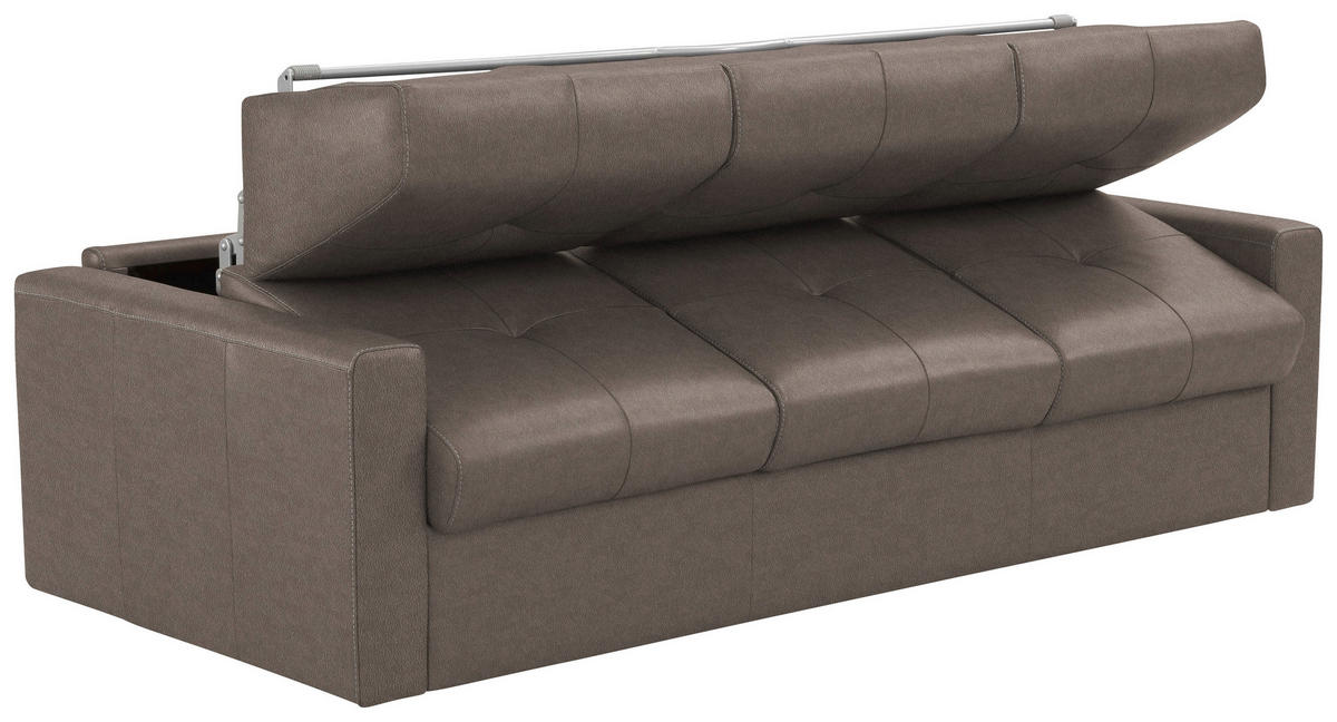 SCHLAFSOFA Bard in Echtleder Taupe  - Taupe/Schwarz, KONVENTIONELL, Leder/Kunststoff (206/81/96cm) - Novel