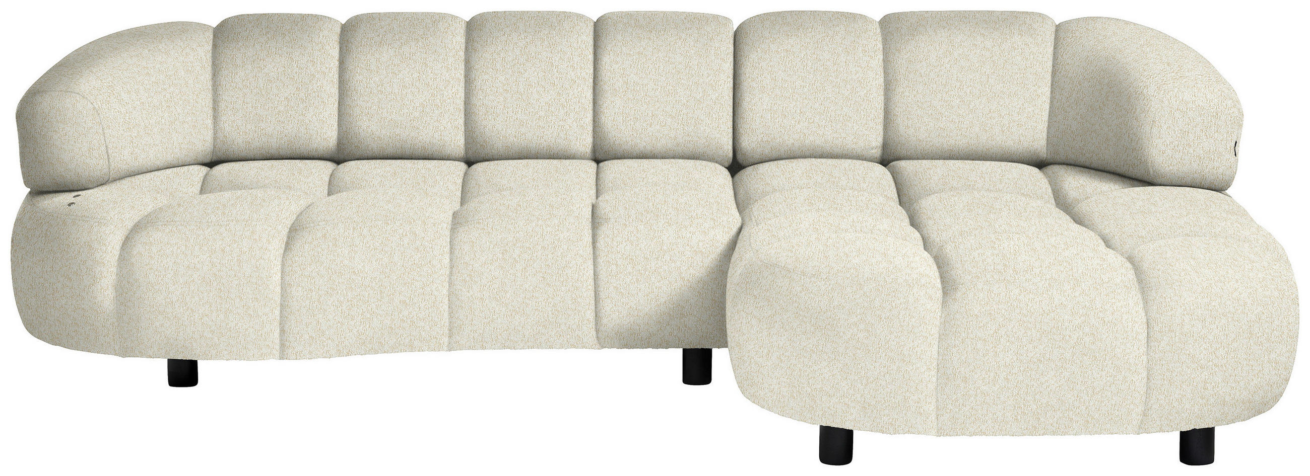ECKSOFA Creme Webstoff  - Creme/Schwarz, Design, Holz/Textil (284/183cm) - Welnova