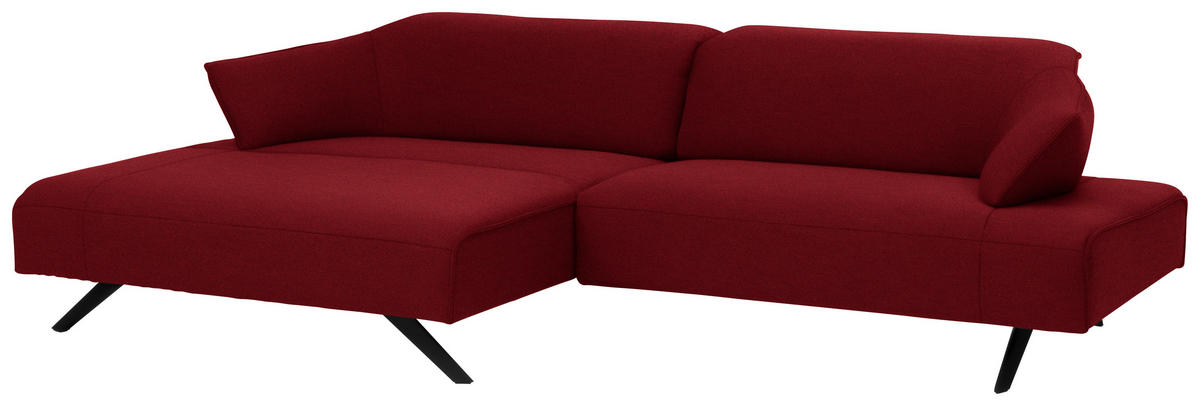 ECKSOFA in Struktur Rot  - Anthrazit/Rot, Design, Textil/Metall (165/276cm) - Himolla
