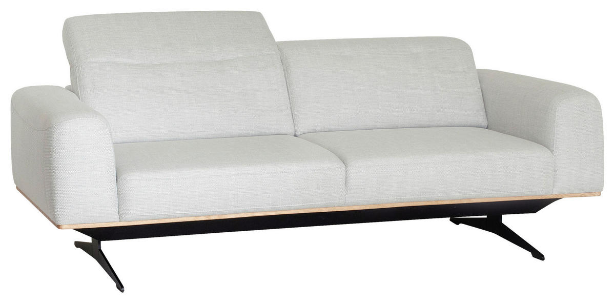 3-SITZER-SOFA in Struktur Weiss  - Weiss/Schwarz, Design, Textil/Metall (205/76-97/102cm) - Novel