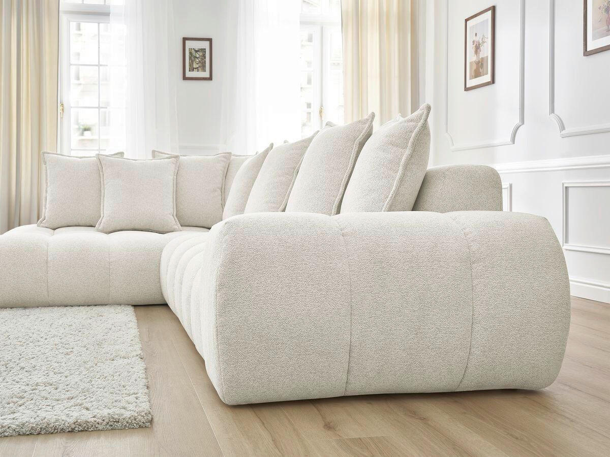 ECKSOFA Ottomane links  EVEREST Weiß Flachgewebe  - Schwarz/Weiß, MODERN, Kunststoff/Textil (210/352cm) - Livetastic