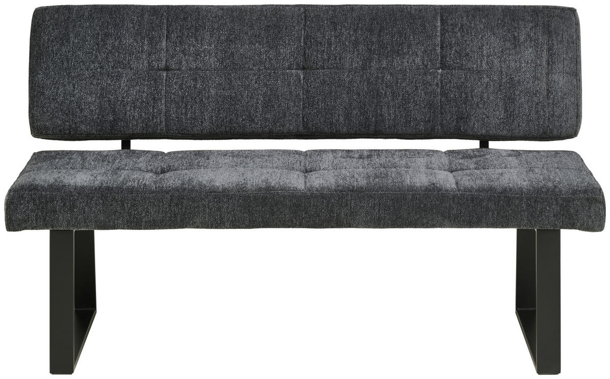 SITZBANK 140/85/56,5 cm Leinenoptik Dunkelgrau  - Dunkelgrau/Schwarz, LIFESTYLE, Textil/Metall (140/85/56,5cm) - MID.YOU