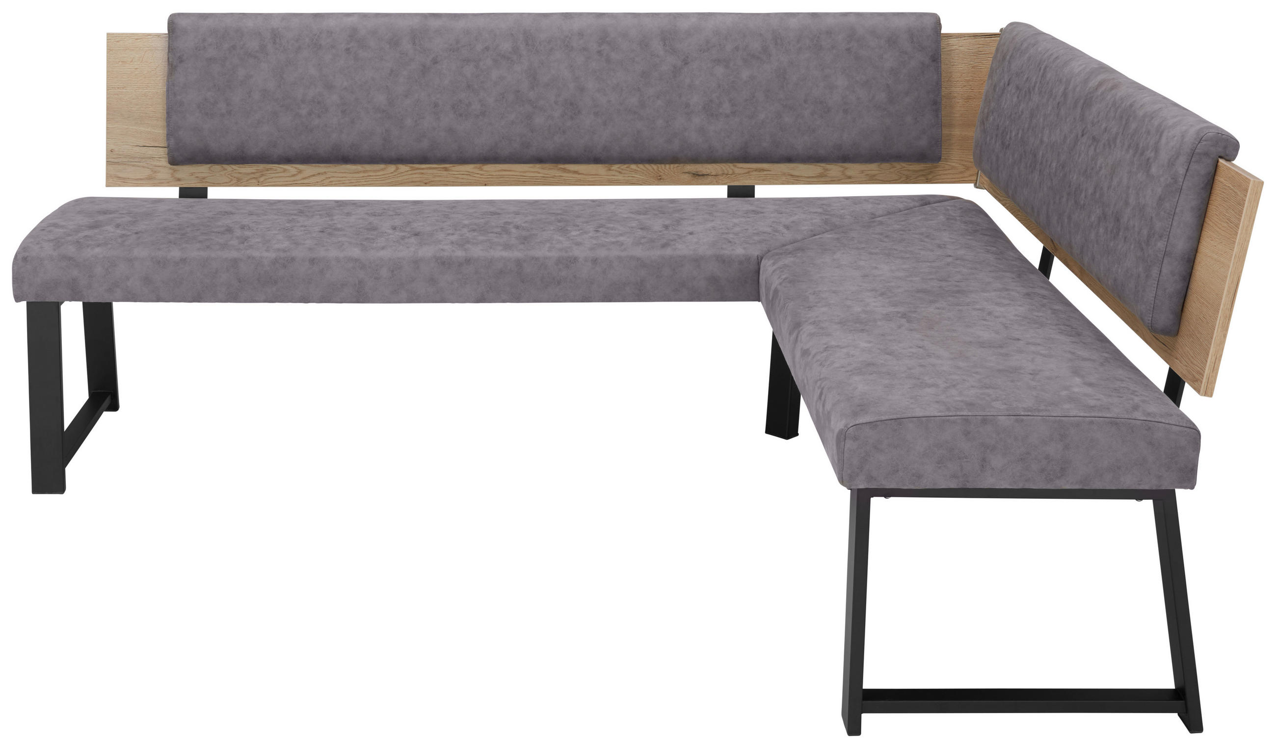 ECKBANK in Metall, Textil, Holzwerkstoff Grau, Schwarz, Eichefarben  - Eichefarben/Schwarz, Modern, Holzwerkstoff/Textil (200/170cm) - Venda