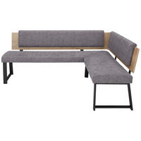 ECKBANK 170/160 cm  in Grau, Schwarz, Eichefarben  - Eichefarben/Schwarz, MODERN, Holzwerkstoff/Textil (170/160cm) - Venda