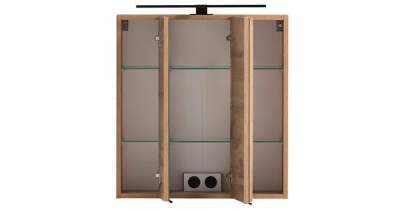 SPIEGELSCHRANK 60/64/20 cm  - Eiche Wotan/Schwarz, ROMANTIK / LANDHAUS, Glas/Holzwerkstoff (60/64/20cm) - Xora