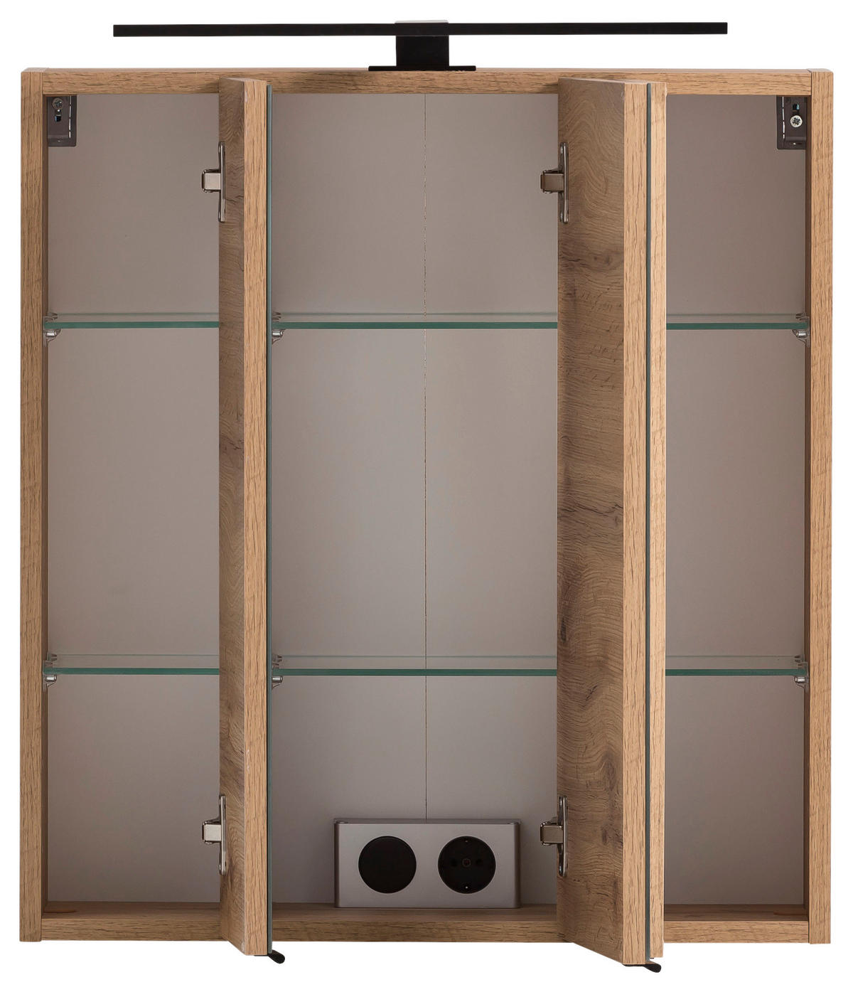SPIEGELSCHRANK 60/64/20 cm  - Eiche Wotan/Schwarz, ROMANTIK / LANDHAUS, Glas/Holzwerkstoff (60/64/20cm) - Xora
