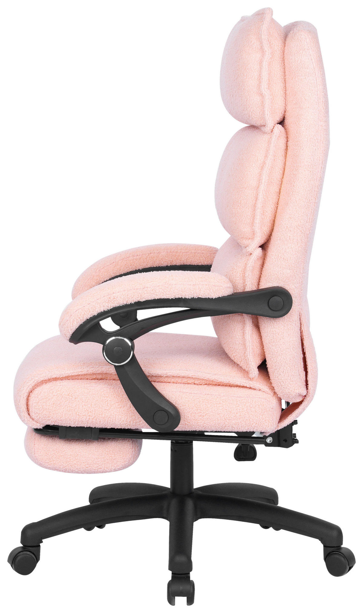 CHEFSESSEL Teddystoff Rosa  - Schwarz/Rosa, Design, Kunststoff/Textil (64,5/112/120/65cm) - Carryhome
