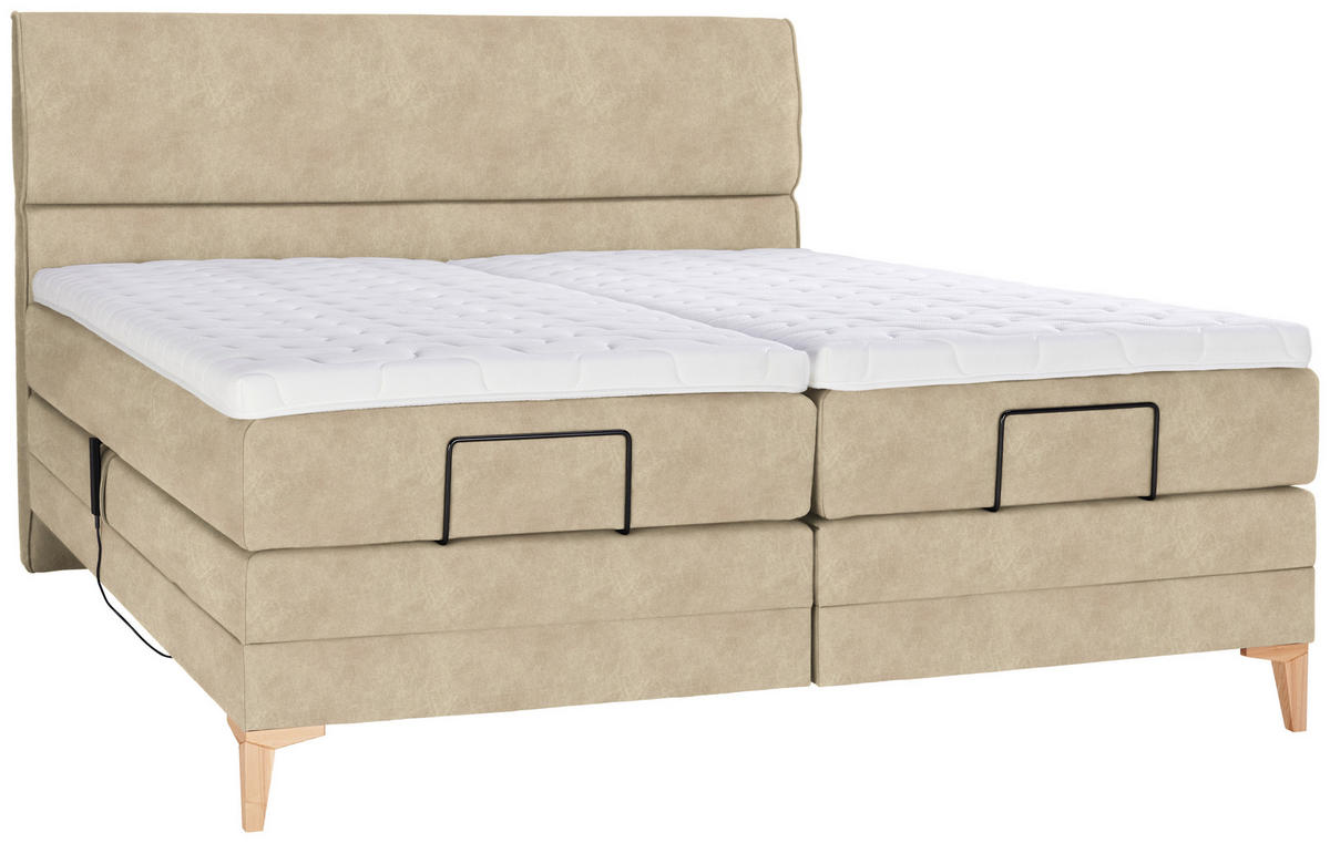 BOXSPRINGBETT 200/200 cm  in Beige  - Eichefarben/Beige, Konventionell, Holz/Textil (200/200cm) - Voleo