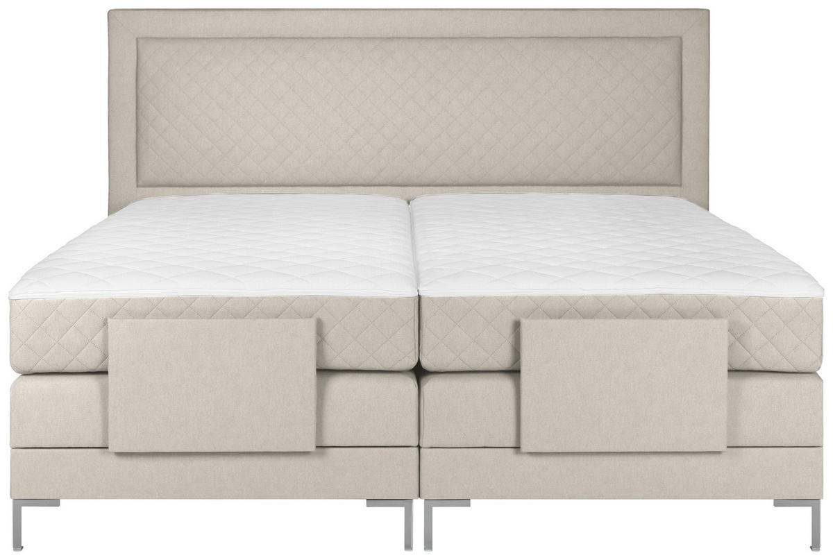BOXSPRINGBETT 160/200 cm  in Beige  - Beige/Alufarben, Design, Textil/Metall (160/200cm) - Welnova