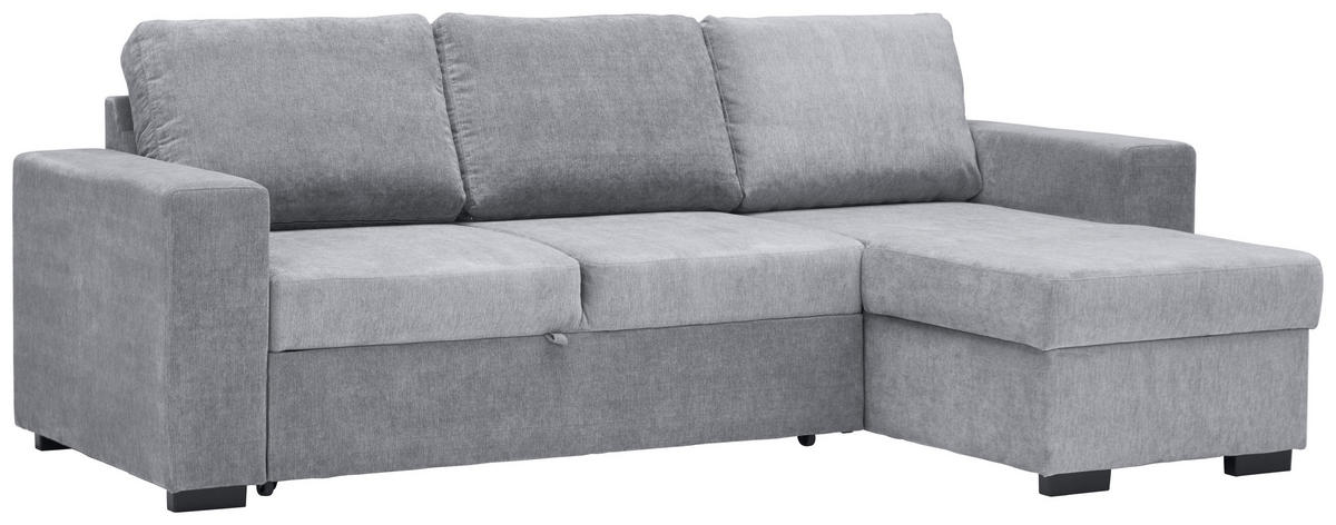 ECKSOFA in Velours Grau  - Schwarz/Grau, Design, Kunststoff/Textil (244/157cm) - Carryhome