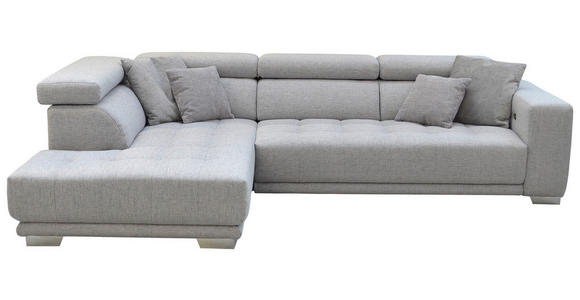 ECKSOFA in Chenille Hellgrau  - Chromfarben/Hellgrau, Design, Textil (207/301cm) - Xora