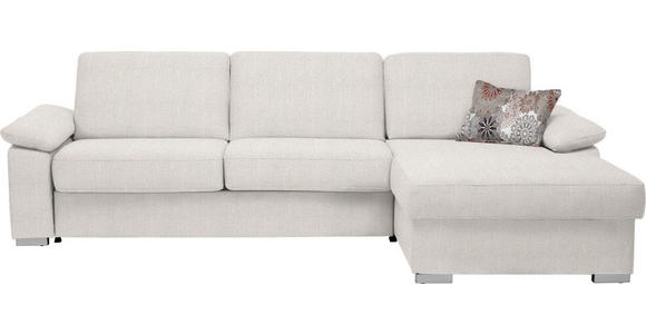 ECKSOFA in Flachgewebe Creme  - Chromfarben/Creme, KONVENTIONELL, Textil/Metall (285/176cm) - Novel