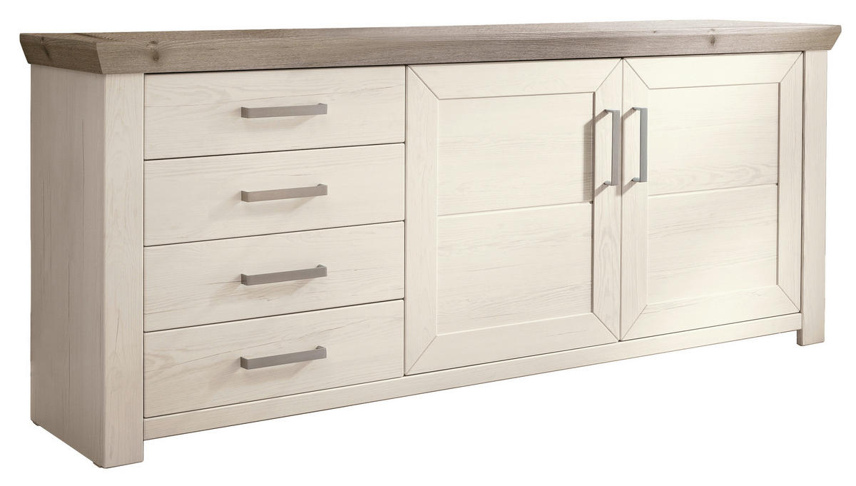 SIDEBOARD  in 184,1/78,6/44,2 cm  - Eichefarben/Weiß, Design, Holzwerkstoff/Metall (184,1/78,6/44,2cm) - SetOne by Musterring