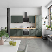 KÜCHENBLOCK Easytouch 300 cm  in Eichefarben, Dunkelgrün  - Dunkelgrün/Eichefarben, MODERN, Holzwerkstoff/Metall (300cm) - Nobilia