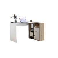 PÍSACÍ STÔL S ÚLOŽ.PRIESTOROM, biela, farba duba, 110/85/74 cm - biela/farba duba, Modern, kompozitné drevo (110/85/74cm) - MID.YOU