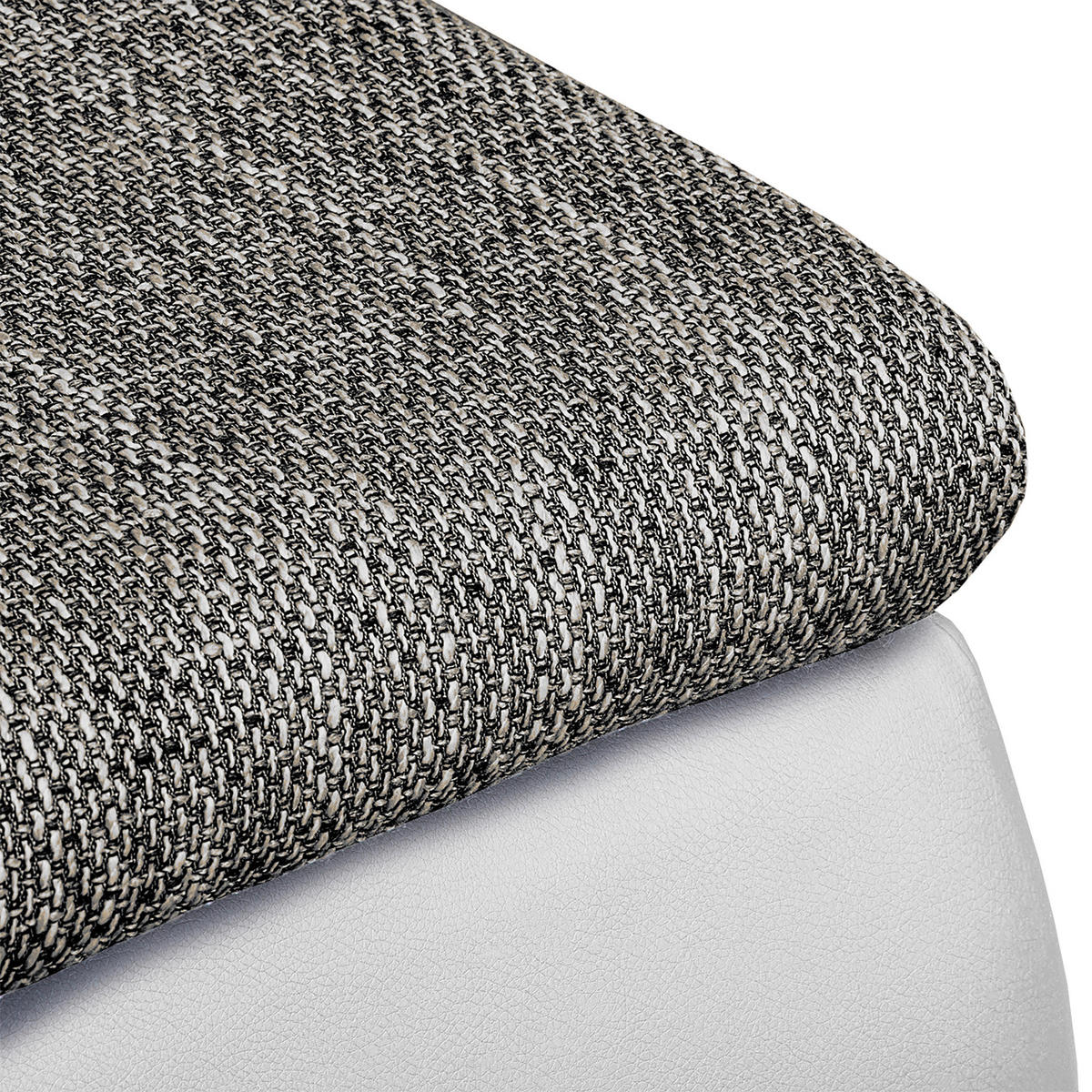 ECKSOFA Grau, Weiß Textilgeflecht  - Chromfarben/Schwarz, Design, Textil (266/175cm) - Livetastic