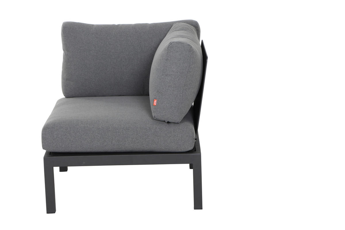 LOUNGEGARNITUR Teakholz massiv Aluminium  - Anthrazit/Grau, KONVENTIONELL, Holz/Textil (252/84/252cm) - Siena Garden