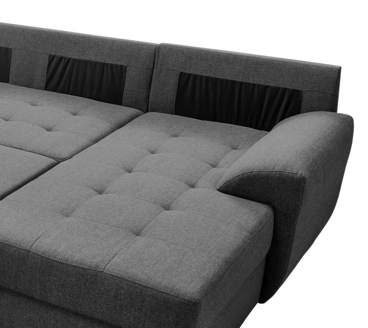 SJEDEĆA GARNITURA tekstil  siva   - siva/crna, Konvencionalno, tekstil/metal (218/292/156cm) - Livetastic