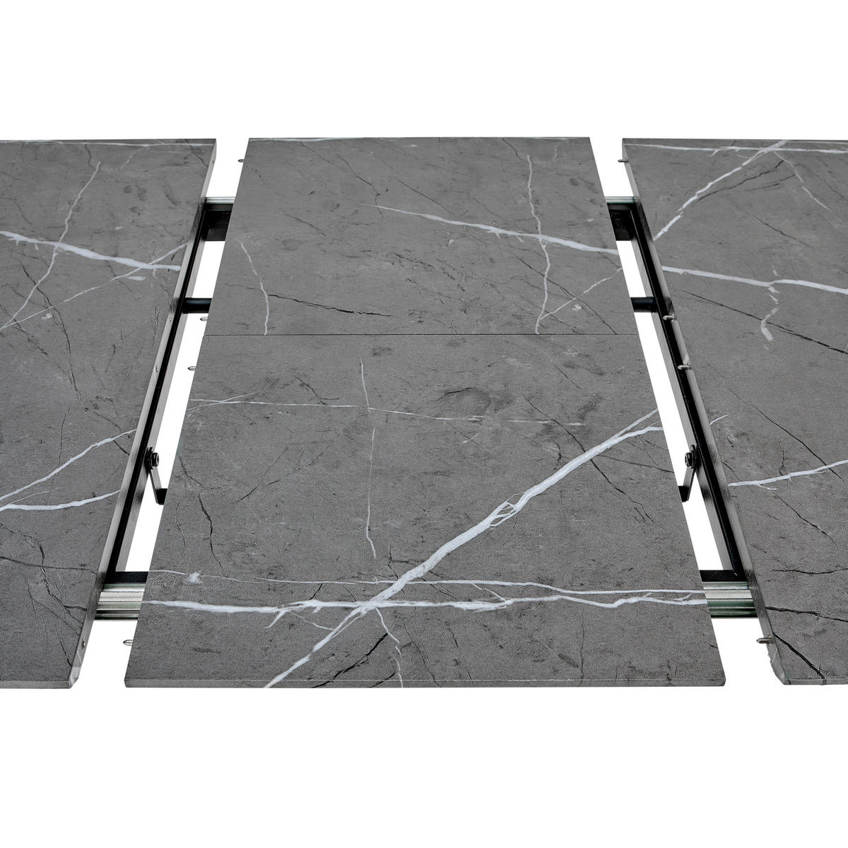 ESSTISCH Grau rechteckig  ausziehbar  - Schwarz/Grau, KONVENTIONELL, Holzwerkstoff/Metall (140/180/75/80cm) - MID.YOU