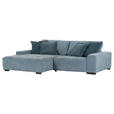 ECKSOFA Blau, Petrol Flachgewebe  - Blau/Petrol, KONVENTIONELL, Holz/Textil (190/270cm) - Carryhome