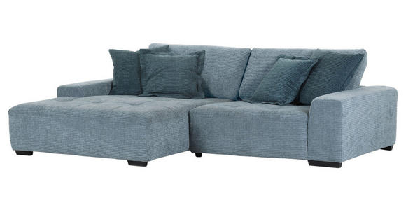 ECKSOFA Blau, Petrol Flachgewebe  - Blau/Petrol, KONVENTIONELL, Holz/Textil (190/270cm) - Carryhome