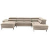 WOHNLANDSCHAFT Creme Echtleder  - Silberfarben/Creme, Design, Leder/Metall (170/340/220cm) - Novel