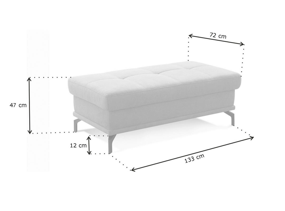 HOCKER in Textil Grau  - Silberfarben/Grau, Konventionell, Textil/Metall (133/47/72cm) - Sit & More