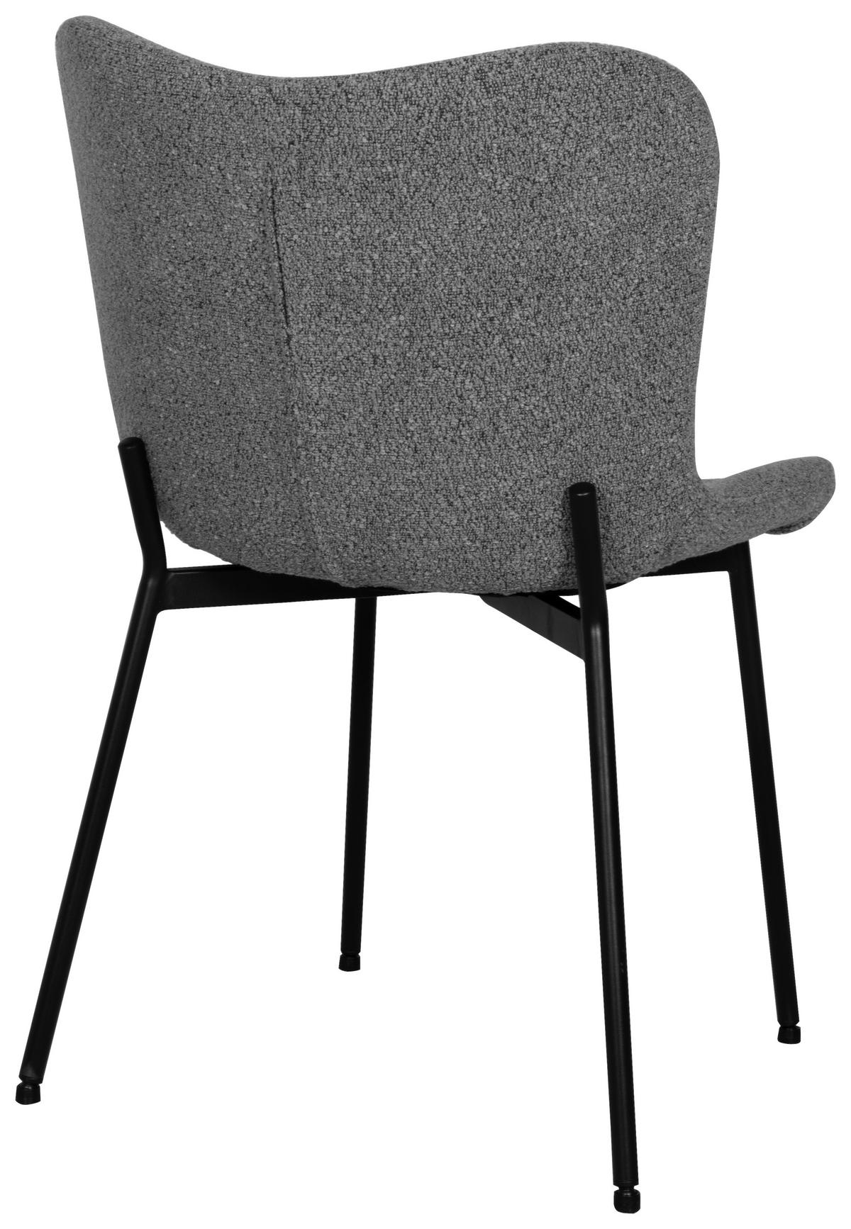 STUHL-SET 4 Stück  in Bouclé  - Anthrazit/Schwarz, Design, Textil/Metall (51/78/58cm) - Novel