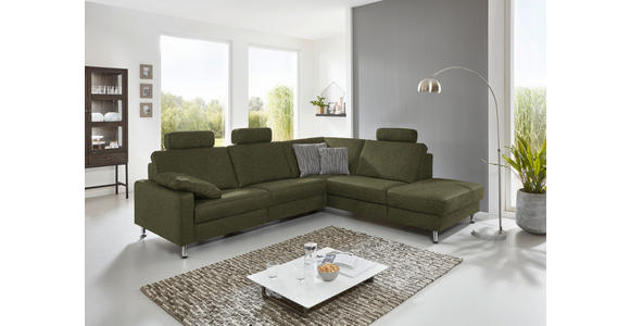 ECKSOFA in Mikrofaser Dunkelgrün 275/242 cm - Dunkelgrün/Alufarben, Design, Textil/Metall (275/242cm) - Dieter Knoll
