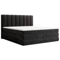BOXSPRINGBETT 140/200 cm,  in Schwarz, Bettkasten, Matratzen, H2 + H3 = mittel + fest  - Schwarz, KONVENTIONELL, Kunststoff/Textil (140/200cm) - Carryhome