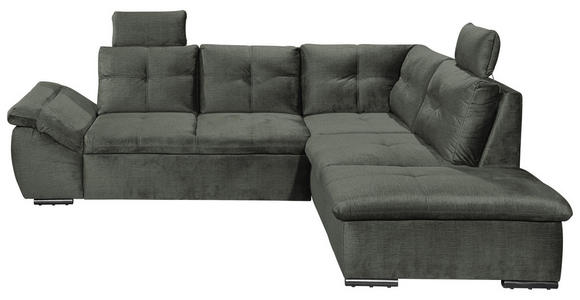 ECKSOFA  in Mikrovelours Dunkelgrün  - Dunkelgrün/Schwarz, KONVENTIONELL, Kunststoff/Textil (265/217cm) - Carryhome