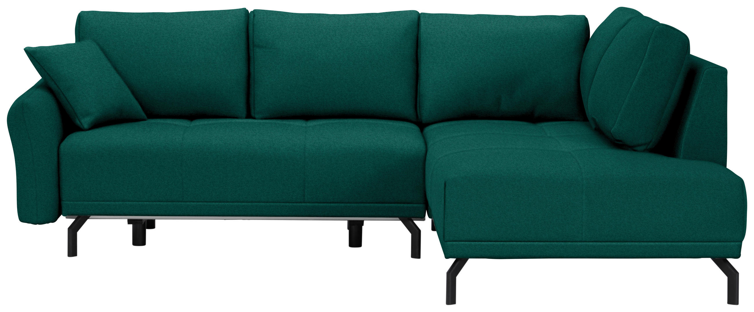 ECKSOFA Grün Samt Zierkissen, Rückenkissen, Bettkasten, Schlaffunktion, Rücken echt  - Schwarz/Grün, Design, Textil/Metall (250/191cm) - Carryhome