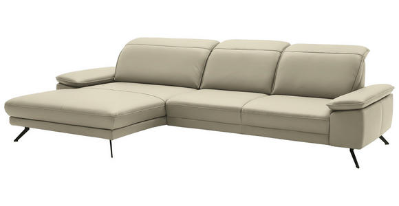 ECKSOFA in Echtleder Naturfarben  - Schwarz/Naturfarben, Design, Leder/Metall (193/332cm) - Dieter Knoll