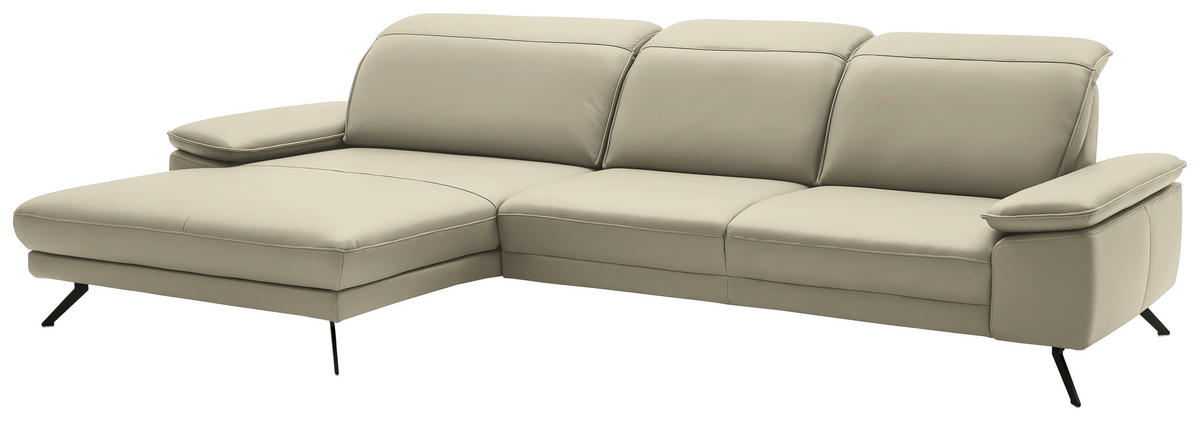 ECKSOFA in Echtleder Naturfarben  - Schwarz/Naturfarben, Design, Leder/Metall (193/332cm) - Dieter Knoll