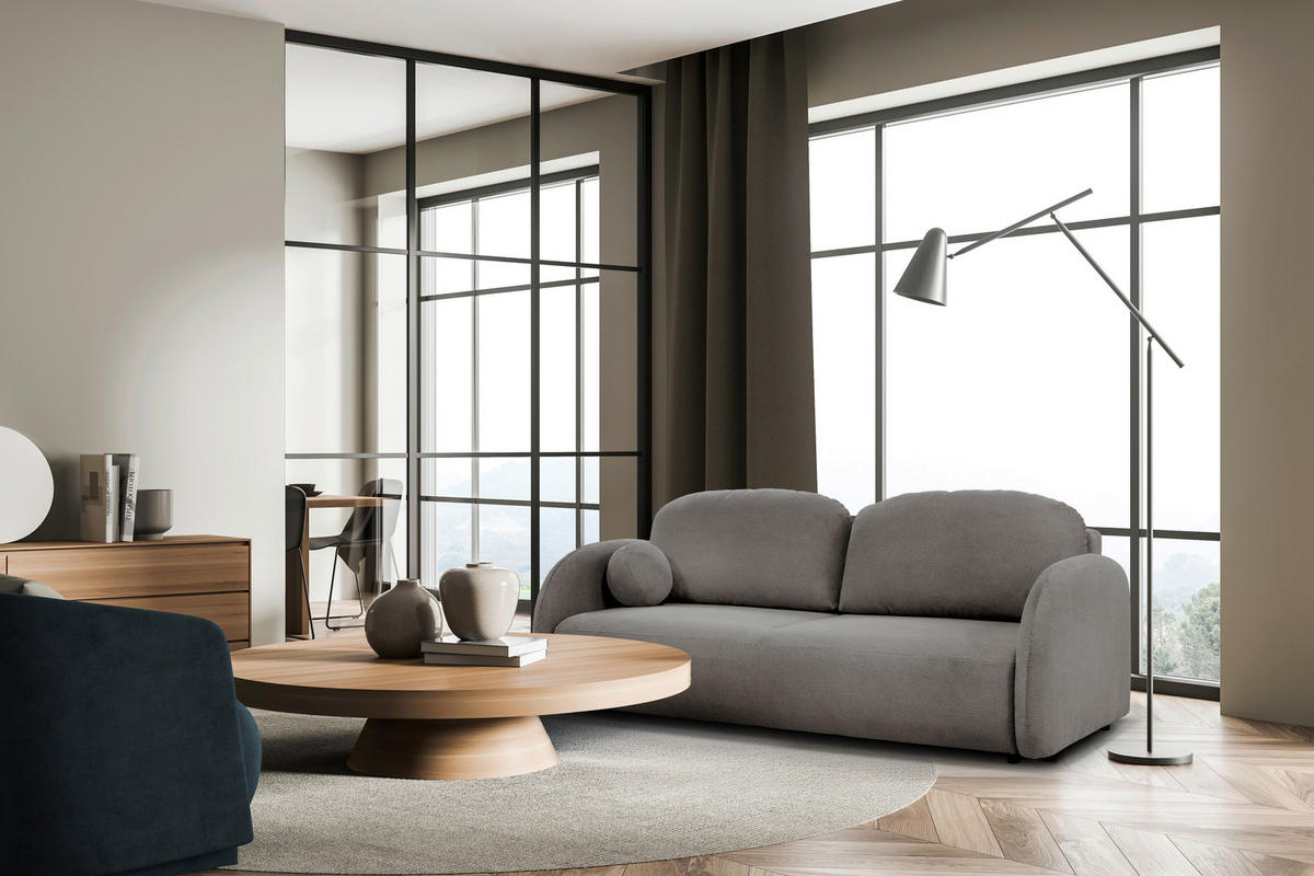 SCHLAFSOFA ROMA  mit Struktur Hellbraun  - Hellbraun/Schwarz, Design, Textil (230/90/105cm) - MID.YOU