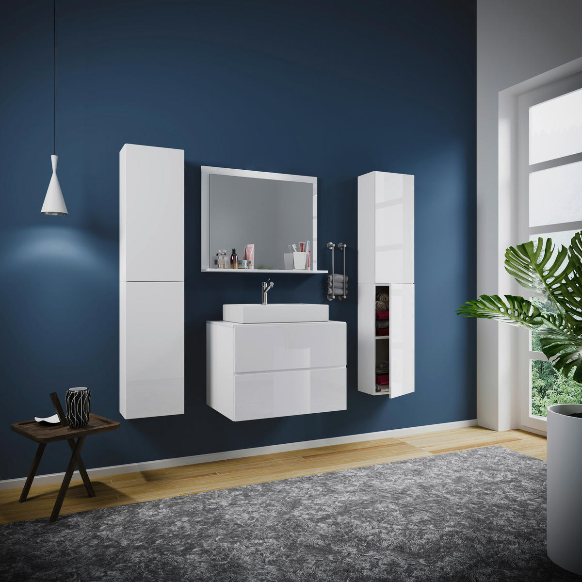 BADEZIMMER 5-teilig  in 147 cm  - Weiß, MODERN, Glas/Keramik (147cm) - MID.YOU