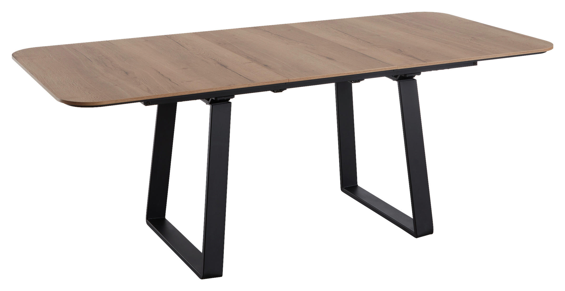 ESSTISCH Schwarz, Eiche dunkel oval  ausziehbar, in verschiedenen Größen erhältlich  - Eiche dunkel/Schwarz, Basics, Holz/Metall (160-210/95/76cm) - Celina Home