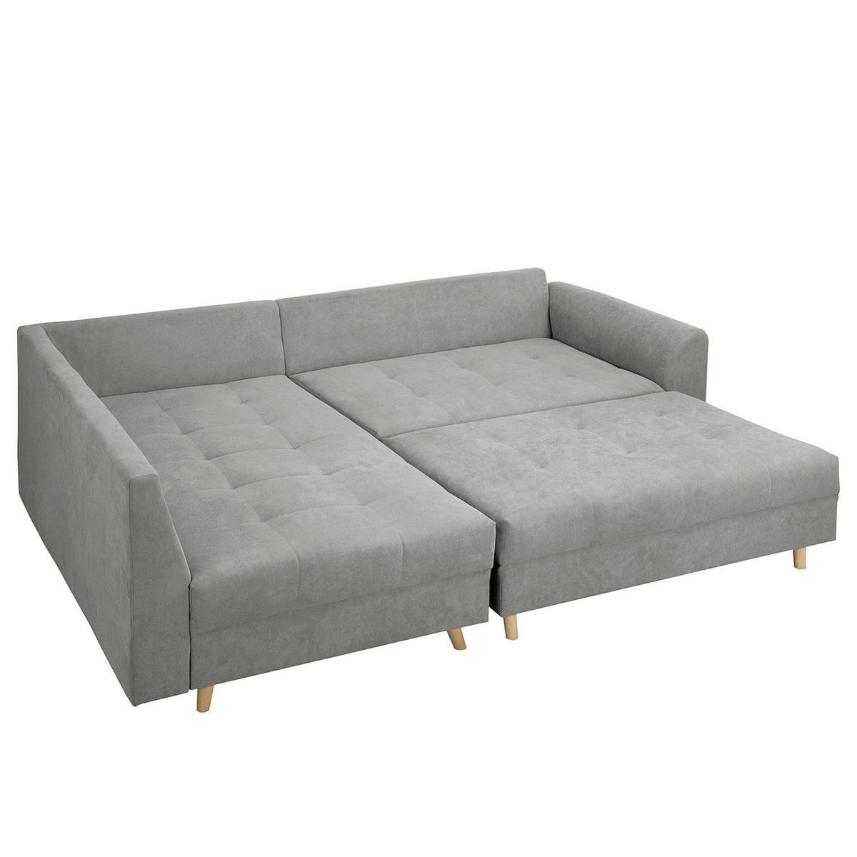 ECKSOFA inkl. Hocker Ariella Grau Mikrofaser Rückenkissen, Hocker  - Naturfarben/Grau, Design, Holz/Textil (161/231cm) - Livetastic