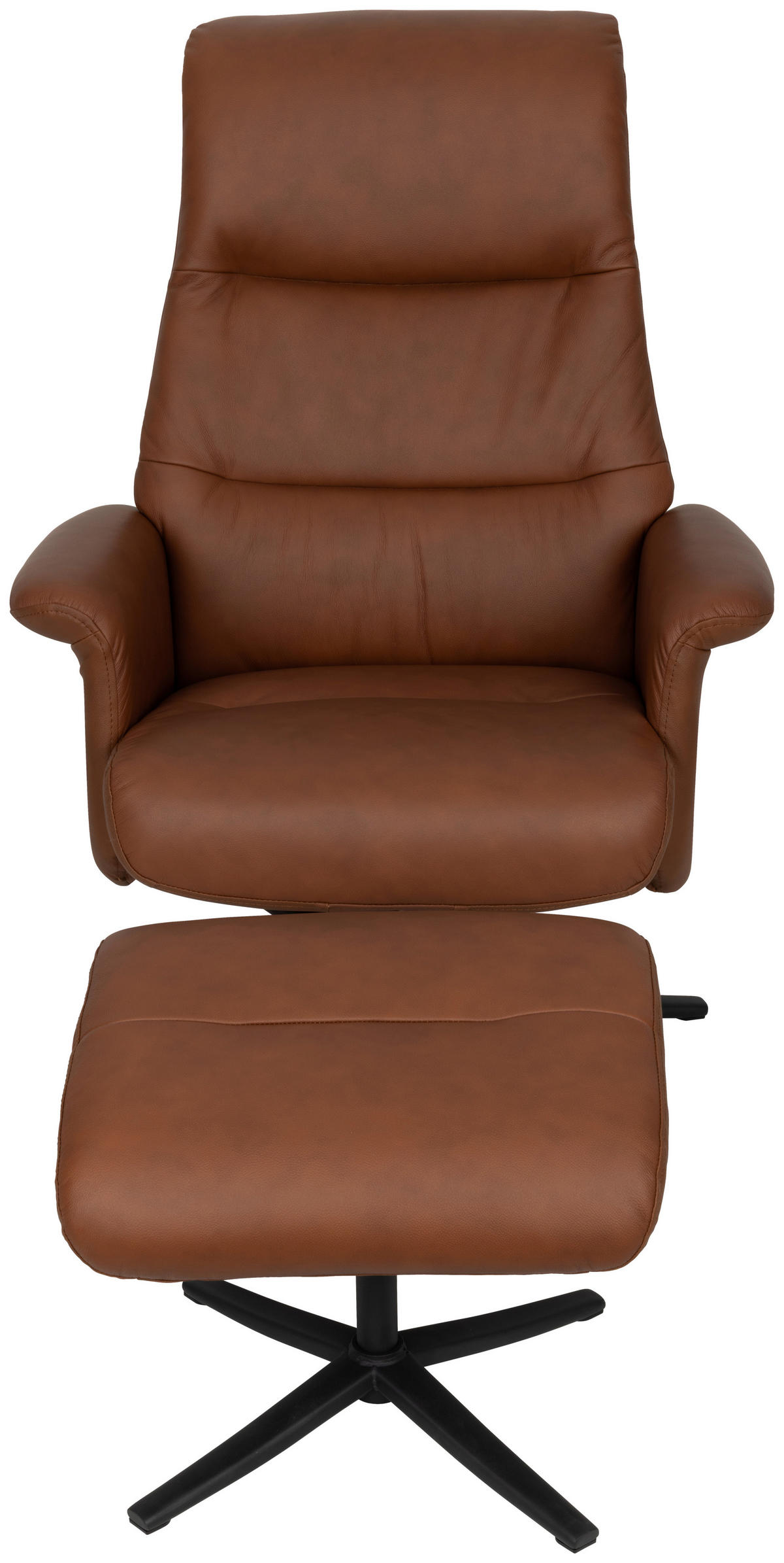RELAXSESSELSET Lederlook Echtleder    - Schwarz/Kupferfarben, Design, Leder/Textil (76/107/79cm) - Livetastic