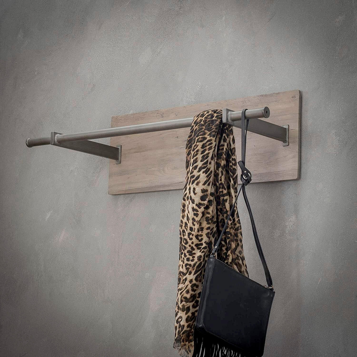 WANDGARDEROBE  in Silberfarben, Eichefarben  - Eichefarben/Silberfarben, Design, Holzwerkstoff/Metall (85/25/30cm) - Livetastic
