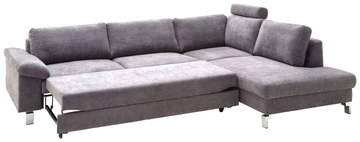 ECKSOFA in Velours Petrol  - Chromfarben/Petrol, Design, Textil/Metall (281/200cm) - Pure Home Lifestyle