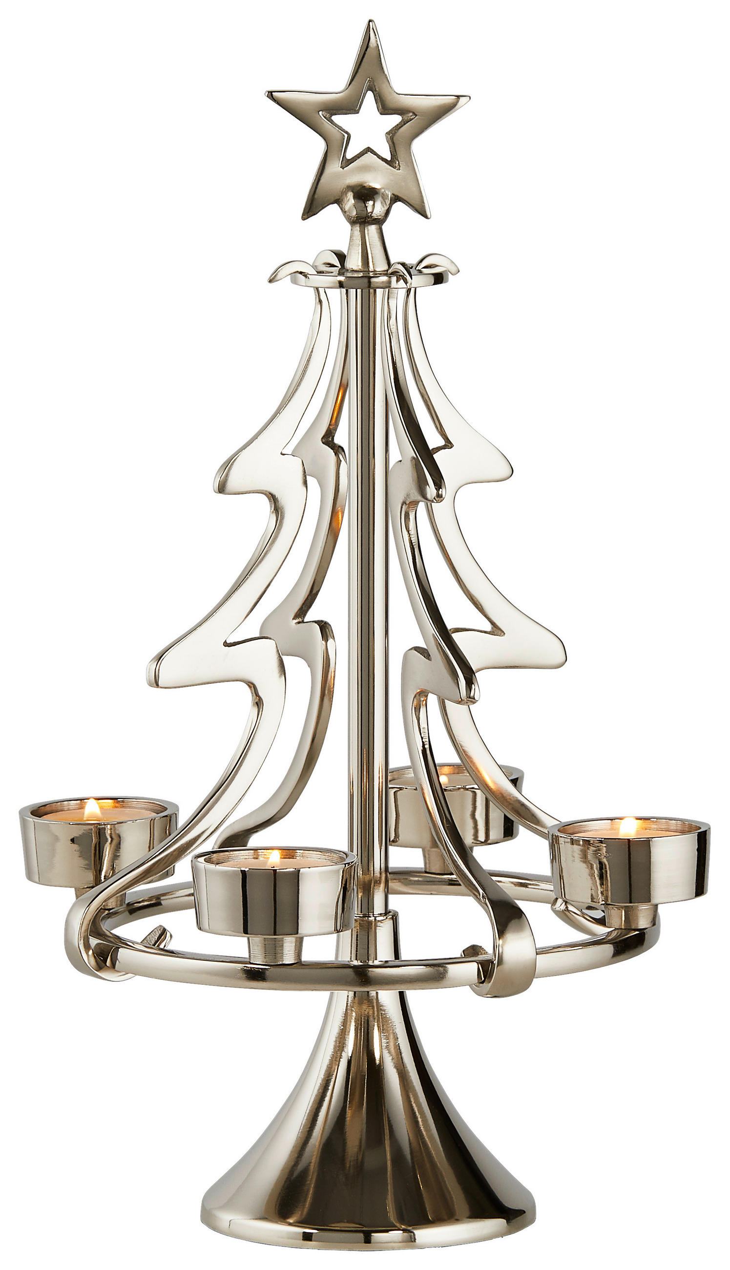 TEELICHTHALTER  - Silberfarben, Trend, Metall (20/40/20cm) - X-Mas