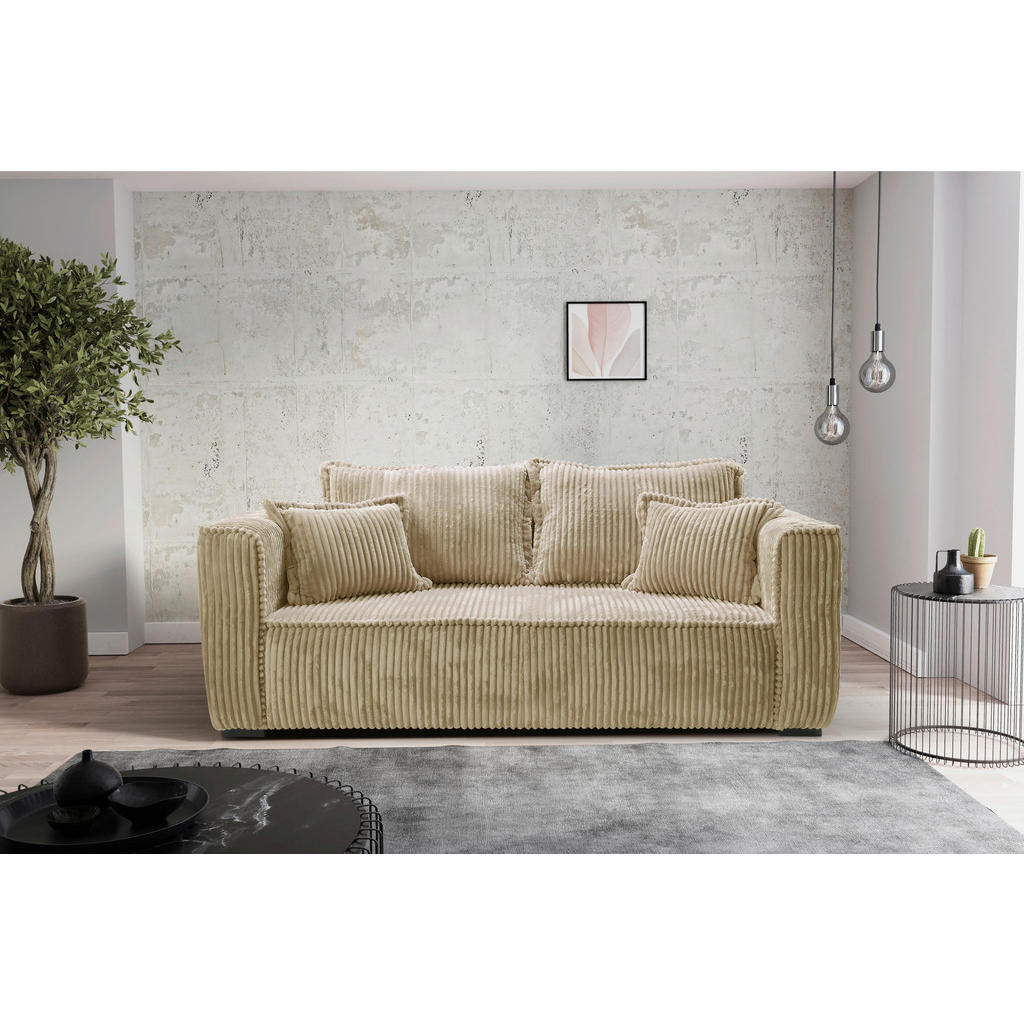 Thumbnail - Mid.you Sofa, Beige, Textil, Kiefer, 2-Sitzer, Füllung: Polyurethan (PUR),Polyurethan (Pur), 223x95x121 cm, Made in EU, ...