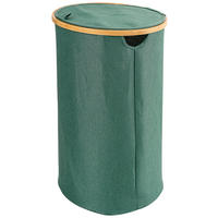 WÄSCHEKORB - Grün, Basics, Holz/Textil (38cm) - Sadena