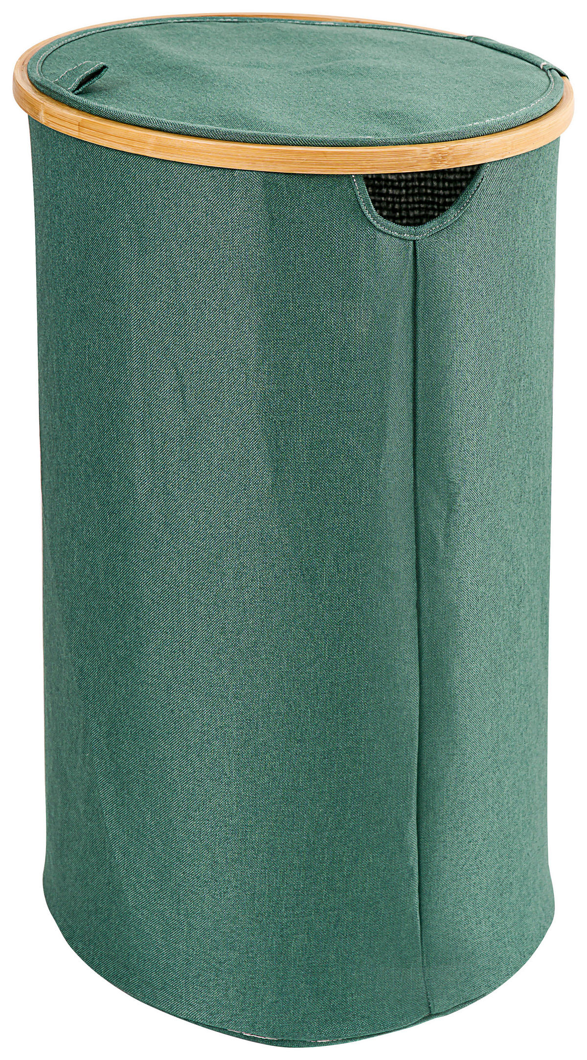 WÄSCHEKORB - Grün, Basics, Holz/Textil (38cm) - Sadena